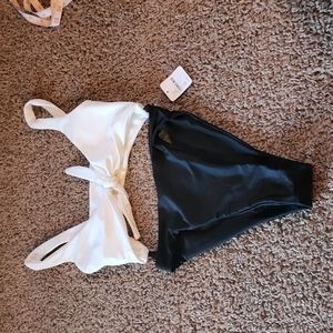 Lee and Lani Free People Monokini tie top black and white medium